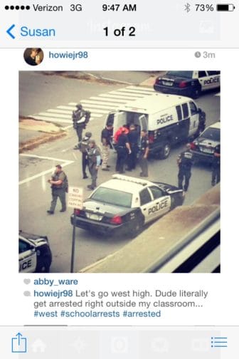 Instagram photo taken by a West student who posted it on Instagram as the action unfolded.