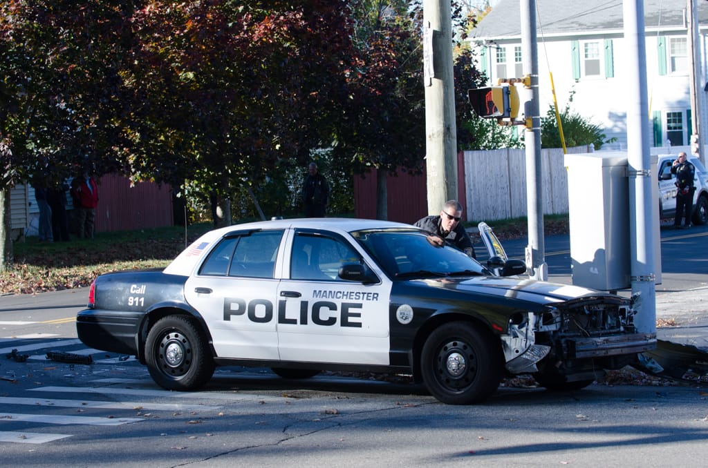 Police cruiser involved in accident responding to accident involving police cruiser