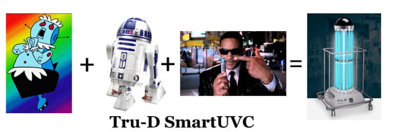 Tru-D Smart UVC robot - sort of a mashup ofRosie the Robot, R2D2 and a neuralyzer.
