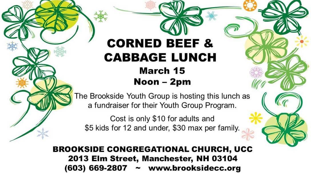 Fundraiser: Corned beef & cabbage lunch March 15 at Brookside Church