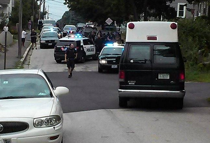 Police corner Thomas Ramirez on Laurel Street Thursday.