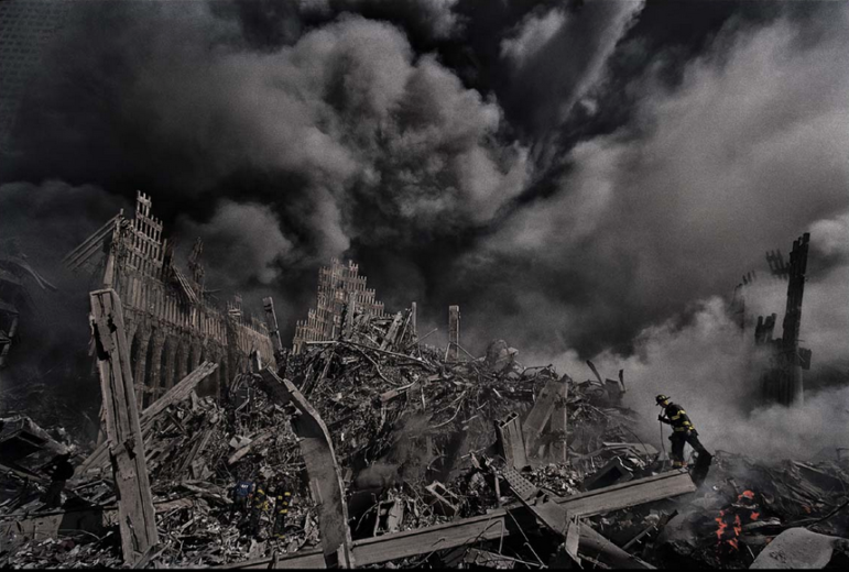 James Nachtwey, Firefighters at Ground Zero, 2001 (printed 2014), digital chromogenic print, Currier Museum of Art, Manchester, New Hampshire. Museum Purchase: The Henry Melville Fuller Acquisition Fund, 2014.22.4. James Nachtwey.