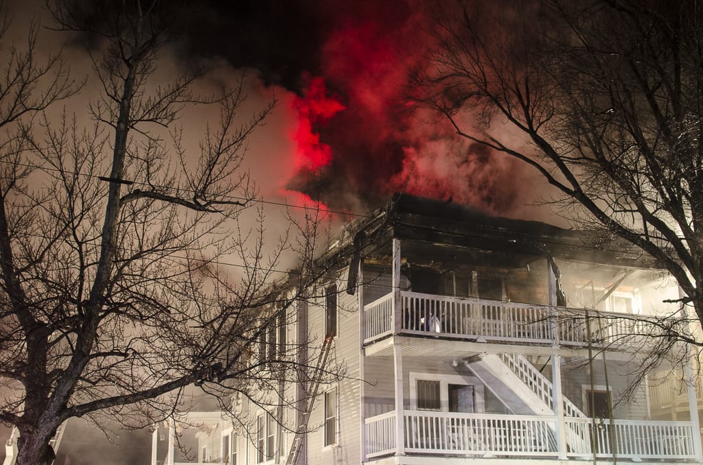 Roof collapses during 3-alarm fire on Rimmon Street, some pets perish