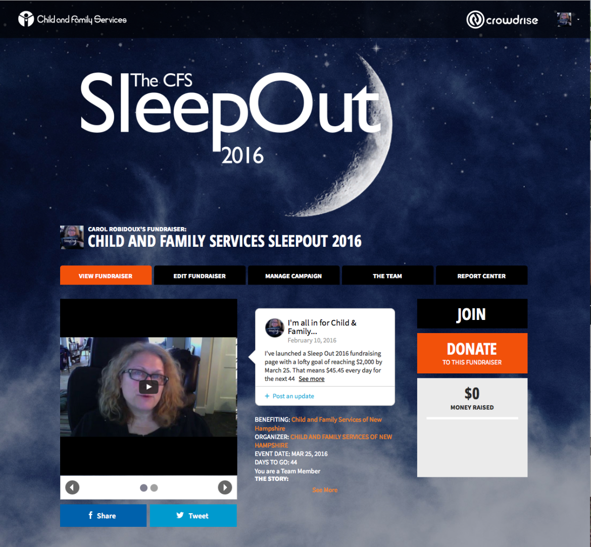 Will you consider supporting my sleep-out commitment?