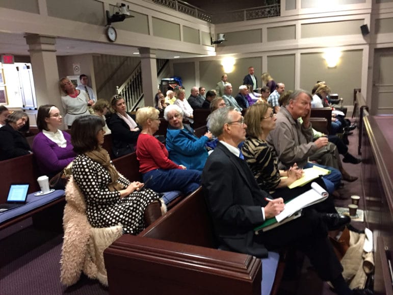 City clerks, state reps, poll workers and others gathered at City Hall on Wednesday for a Poll Pad demo.