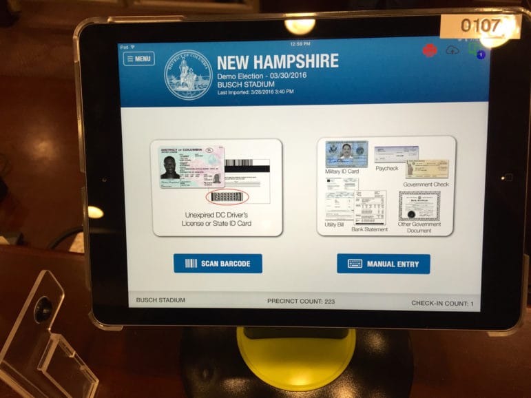 Poll Pad is an iPad-based check-in system that would operate on a statewide checklist database.
