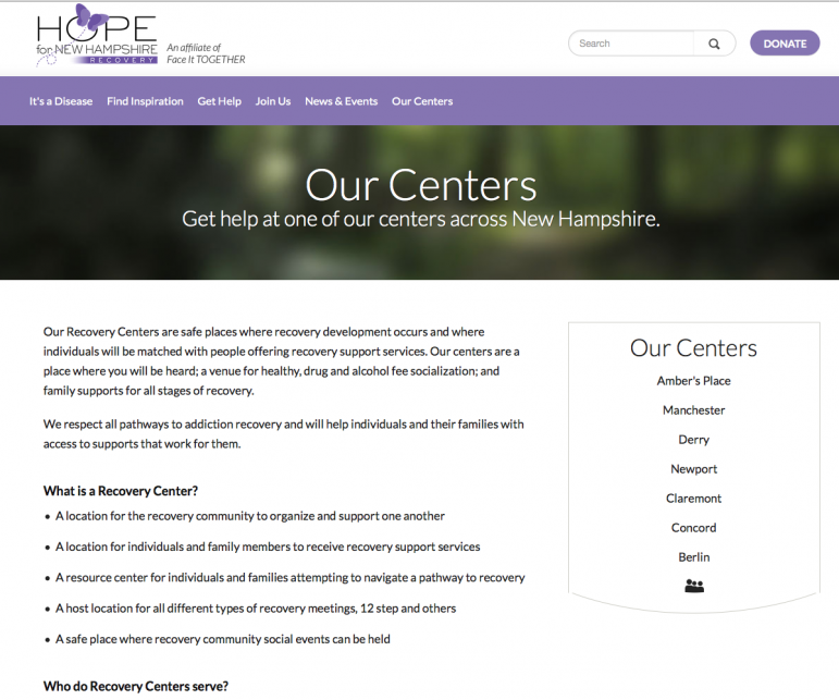 Hope for NH Recovery new 'one-stop' website with links to all NH locations.