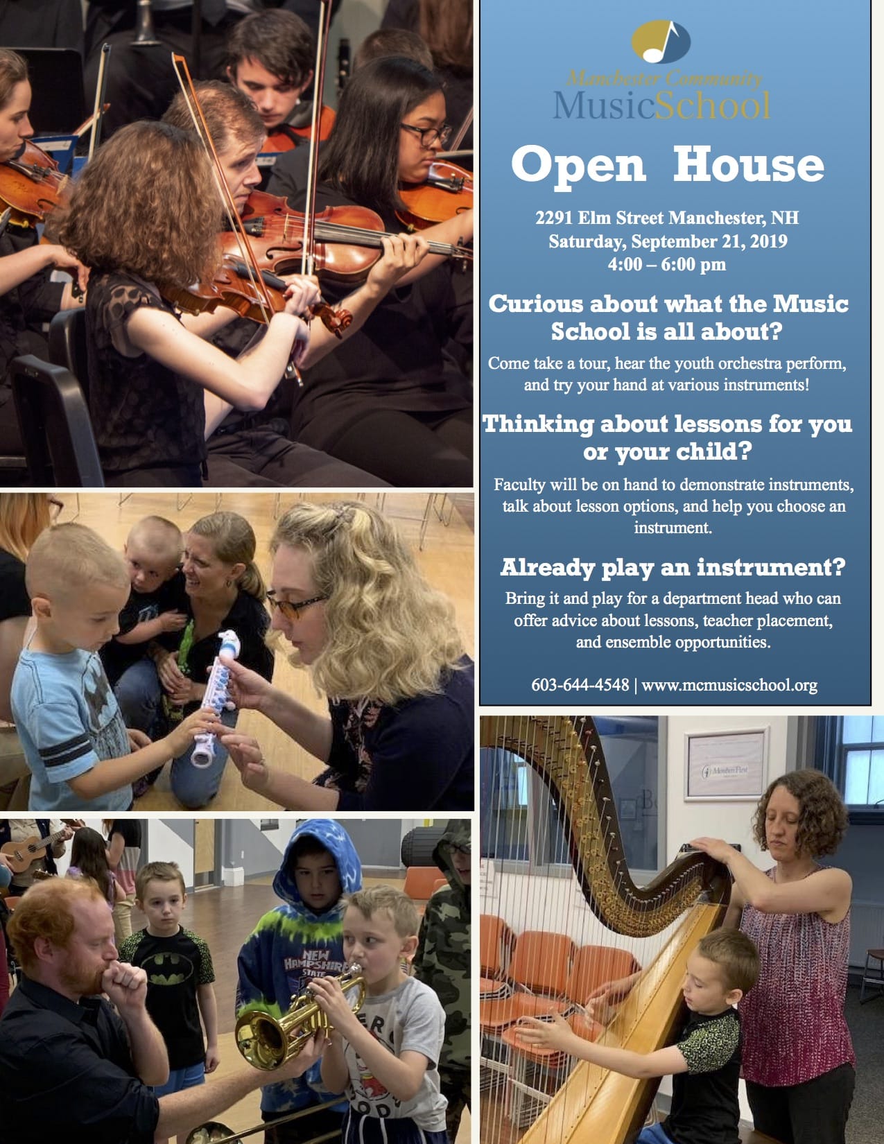 Sept. 21: Save the date for Manchester Community Music School Open House
