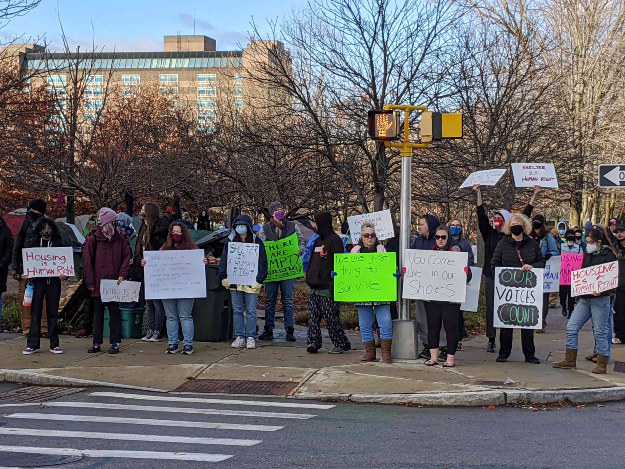 Activists surround homeless camp on courthouse lawn: ‘We are the perimeter for our unhoused neighbors’