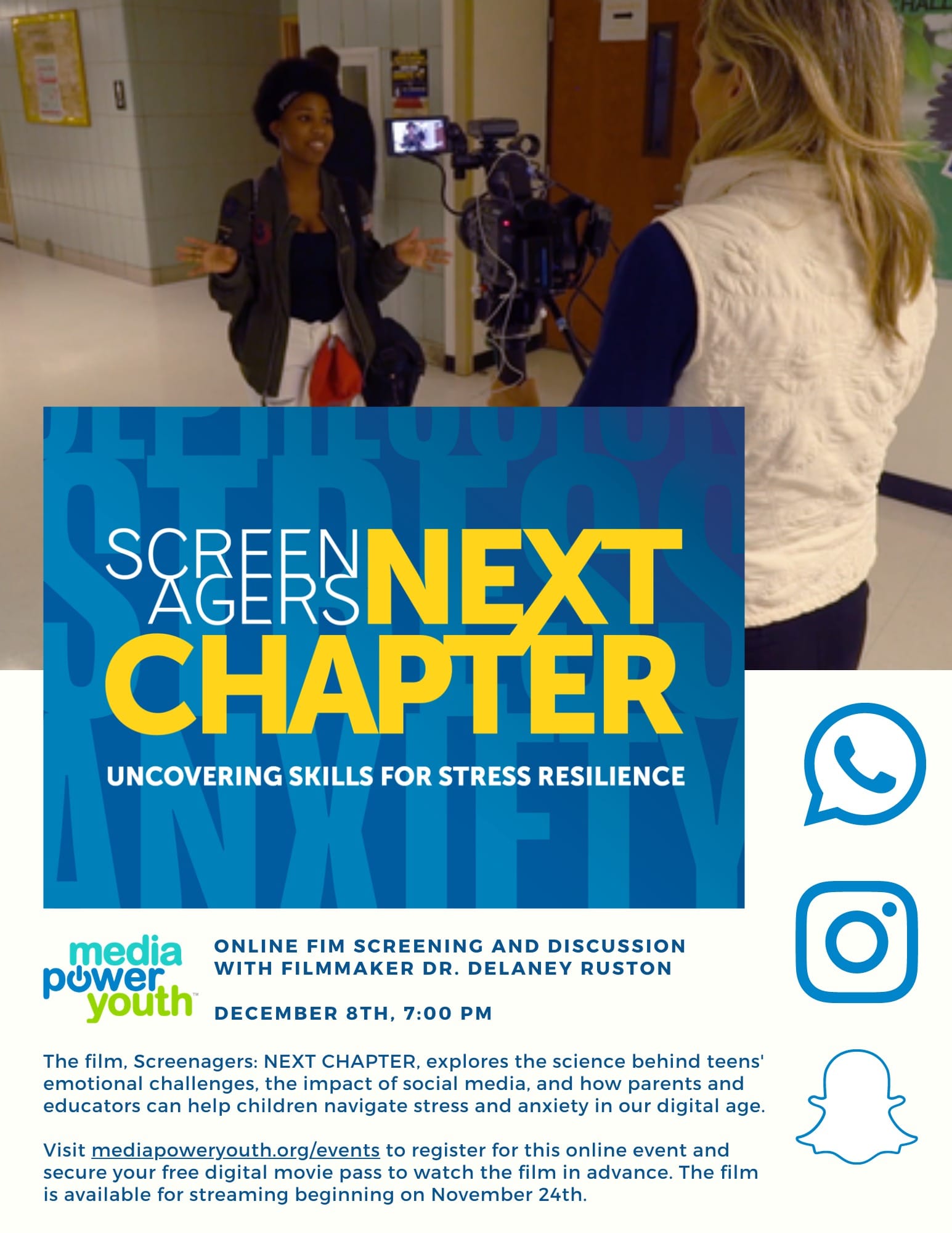 Dec. 8: Online fim discussion, Q&A with director of ‘Screenagers: NEXT CHAPTER’