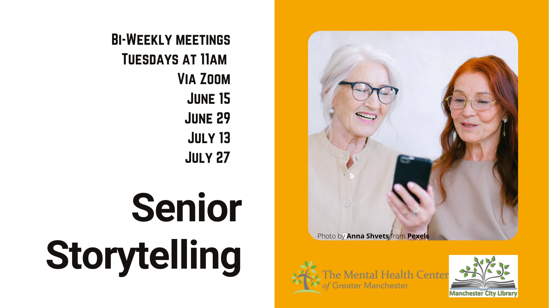 June 15: Senior Storytelling at the Manchester City Library