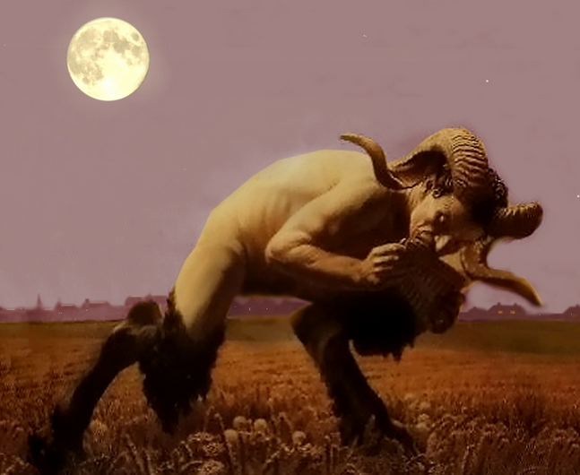 Pan, the naked flute-playing god of shepherds.