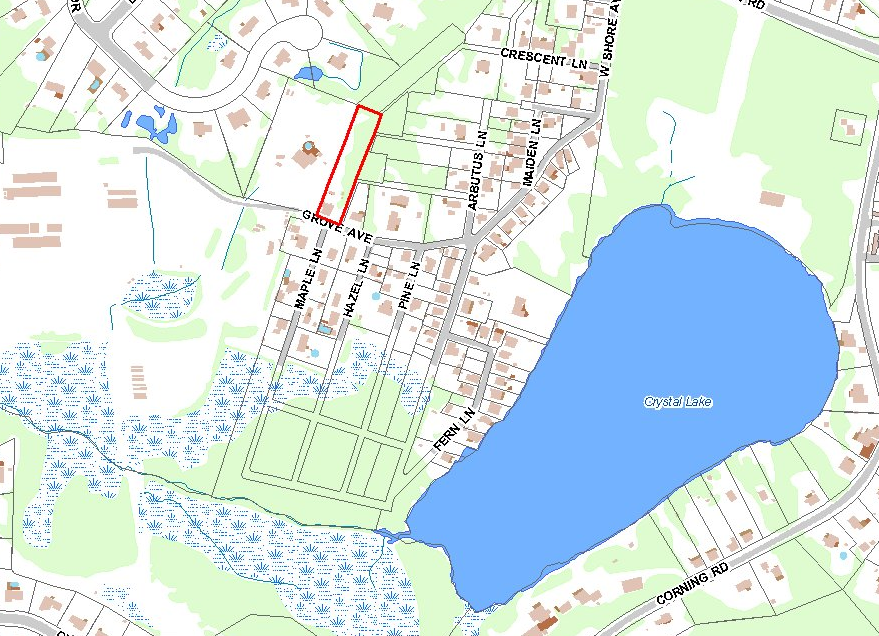 A map showing the location of 77 Grove Avenue