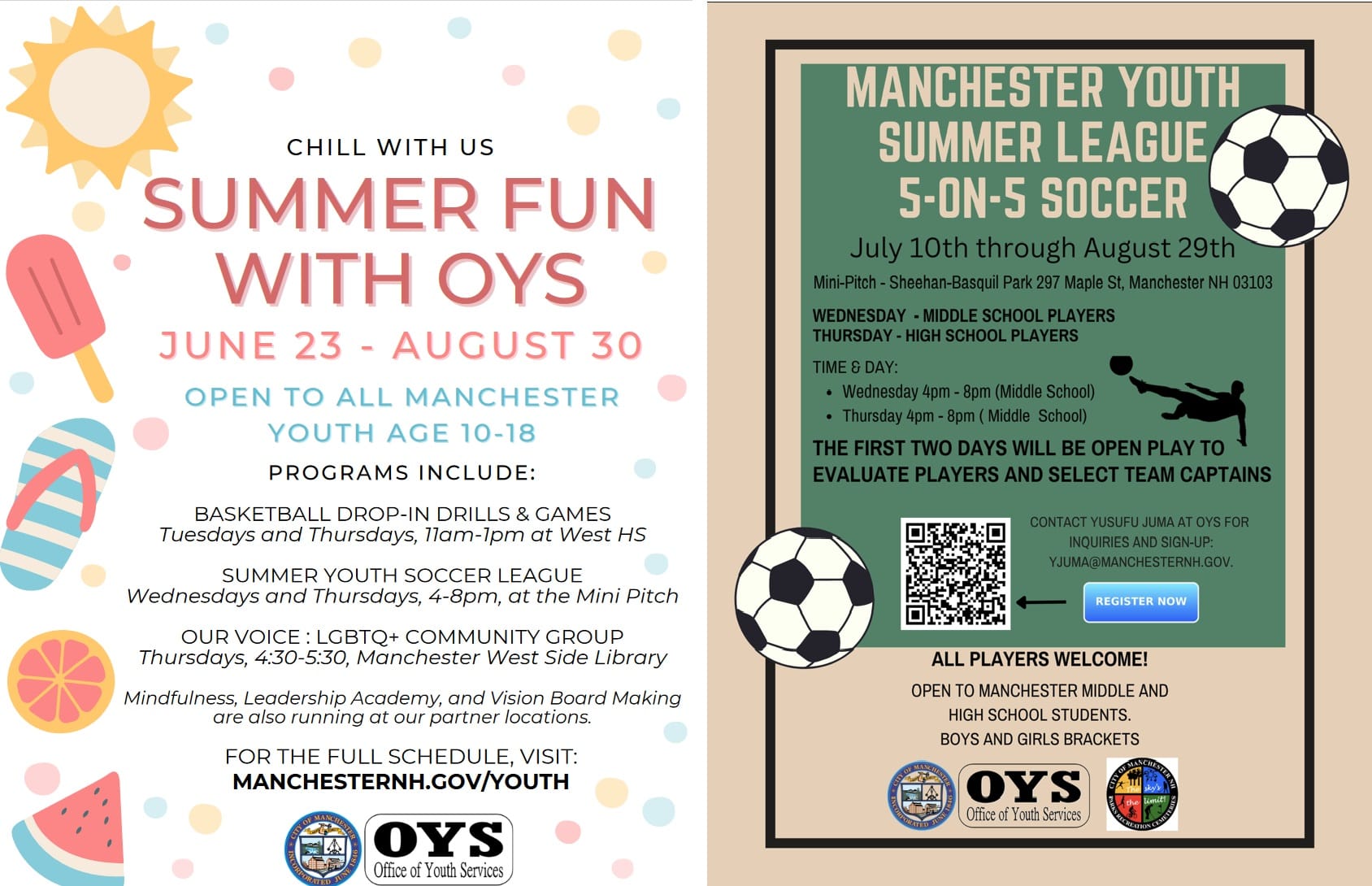 Office of Youth Services announces summer recreation programs
