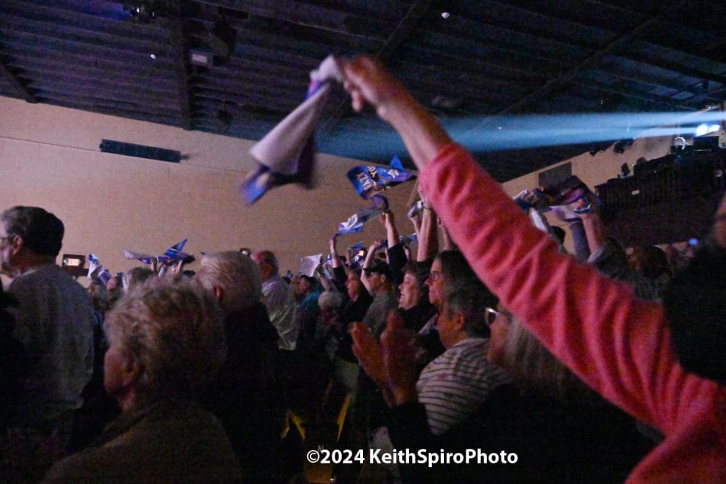 Crazy for you, Max Clayton. Photo by Keith Spiro of rally flag waiving fans.