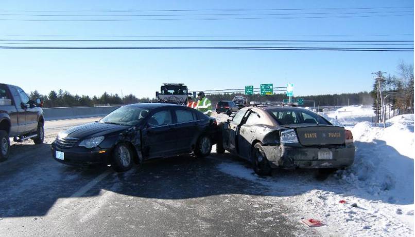 Driver cited for going too fast for conditions after hitting State Police cruiser, injuring Trooper post image