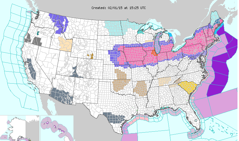 Winter Storm Warning now in effect from the National Weather Service: 8-12 in. of snow post image