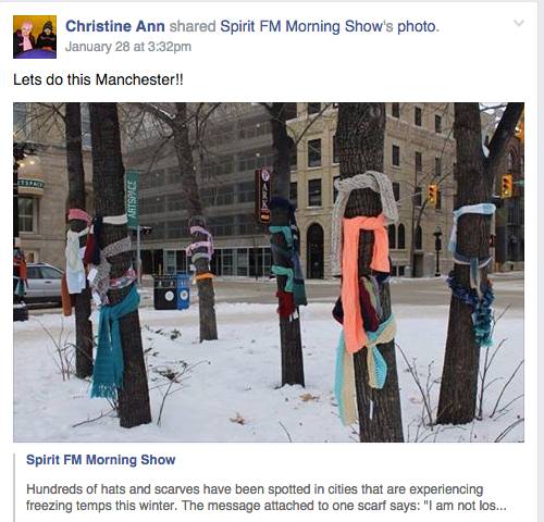 Social media post inspires Facebook group to leave ‘Scarves in the Park’ for those in need post image