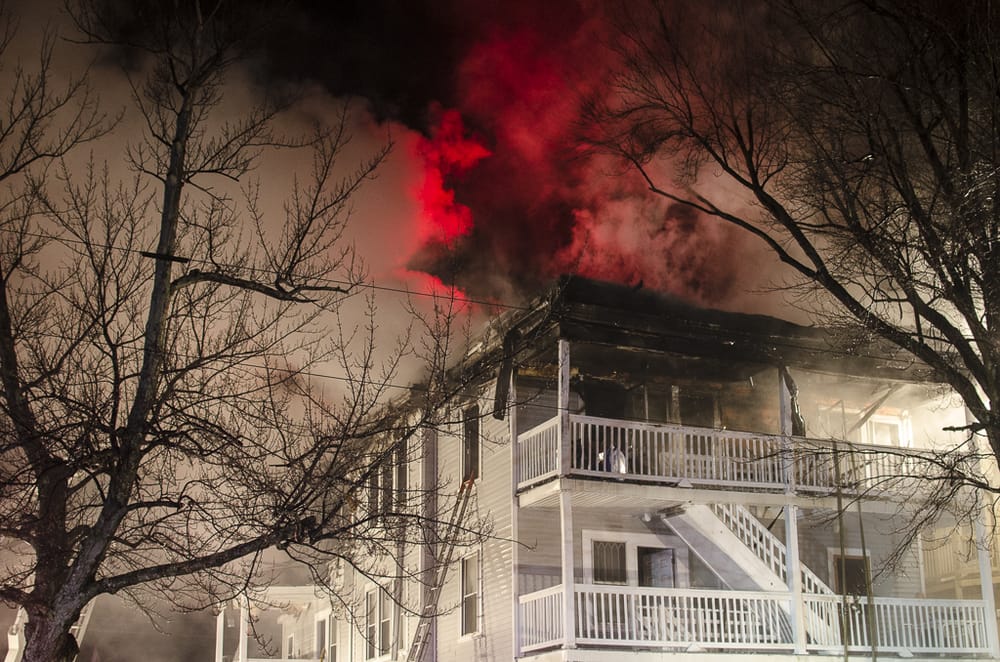 Roof collapses during 3-alarm fire on Rimmon Street, some pets perish post image