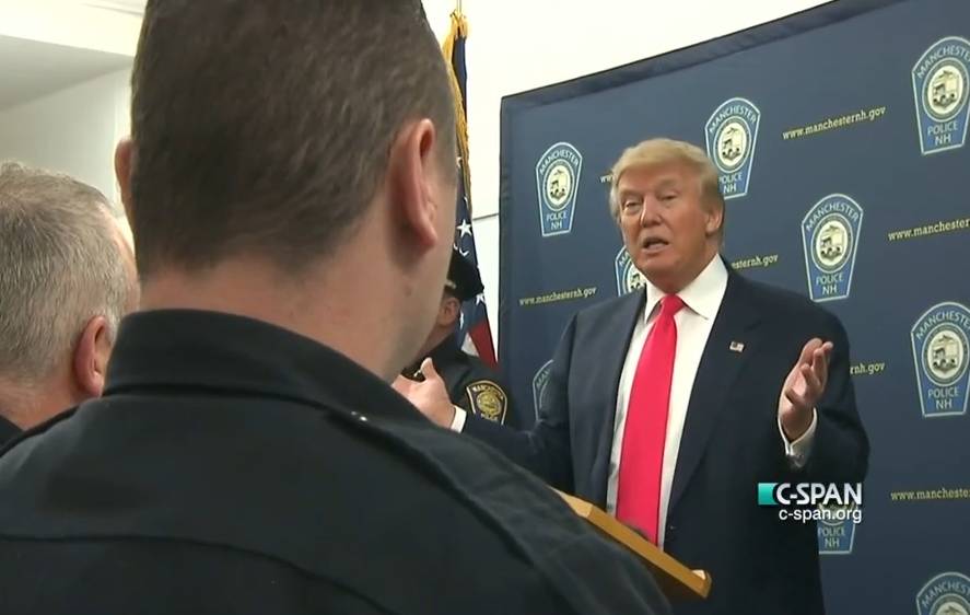 Trump recognizes police effort in heroin battle, signs his pledge in stone post image