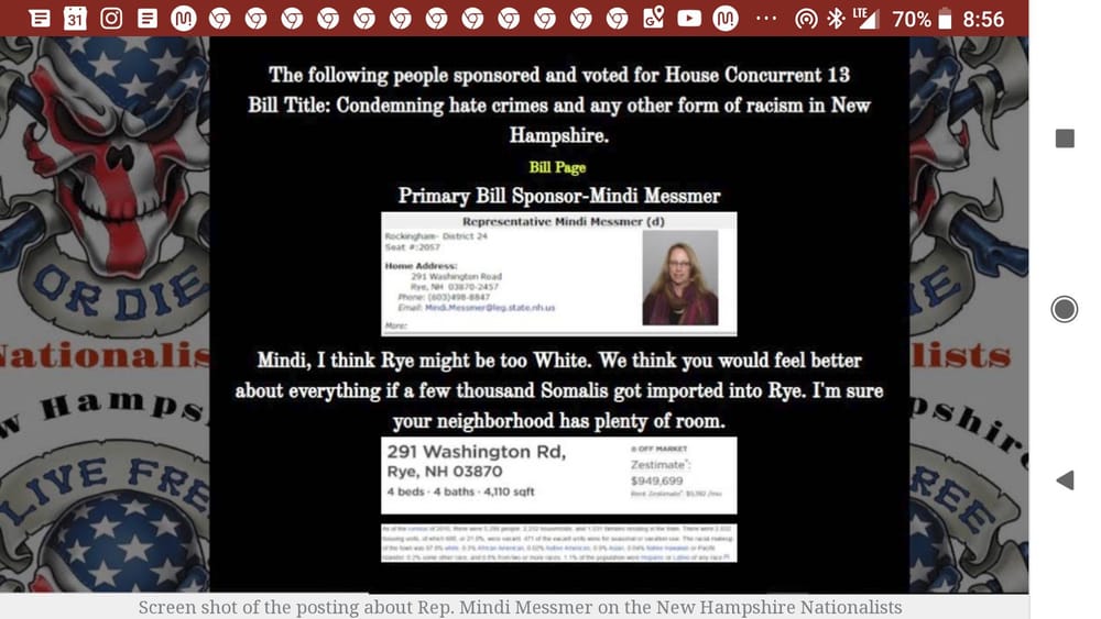Rep. Messmer latest target of neo-nazi website, joining many NH leaders post image