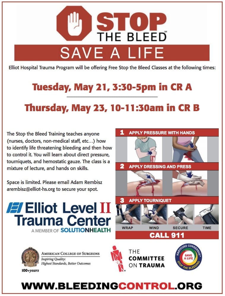 Stop the Bleed, Save a Life: Elliot offers free classes May 21 and 23 post image