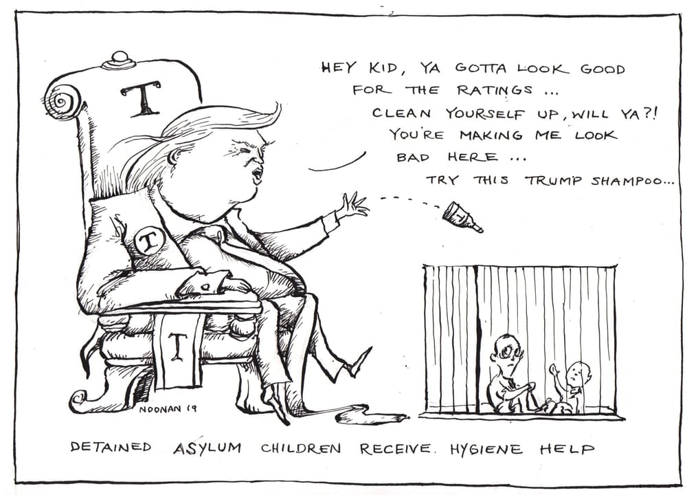 Editorial cartoon: ‘Detained Asylum Children Receive Hygiene Help’ post image
