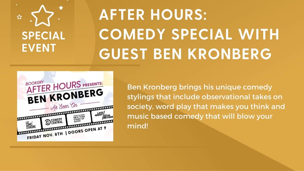 Nov. 8: After Hours at the Bookery – comedy special with Ben Kronberg and friends post image