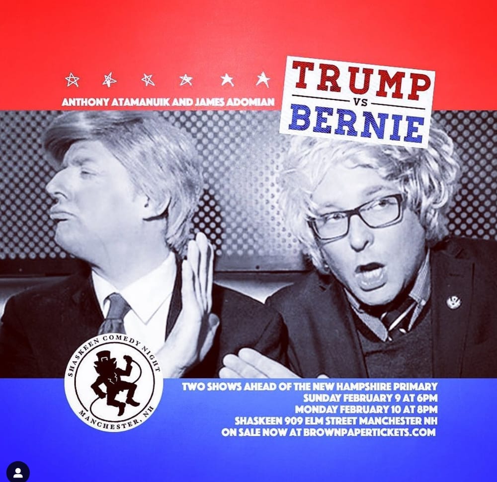 Ready for the NH Primary and Trump vs. Bernie? Get tix for Comedy Night at the Shaskeen post image