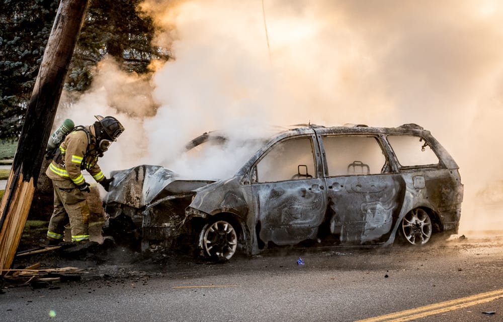 Fiery West Side crash brings down power lines, 1 person injured post image