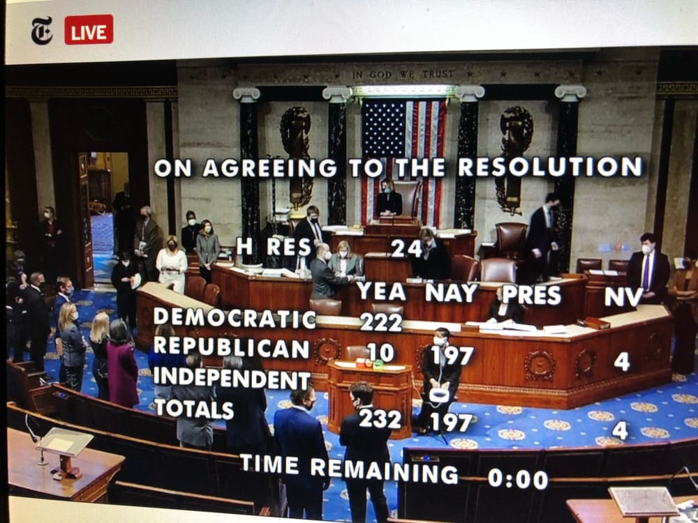 U.S. House votes to impeach Trump, now up to Senate post image