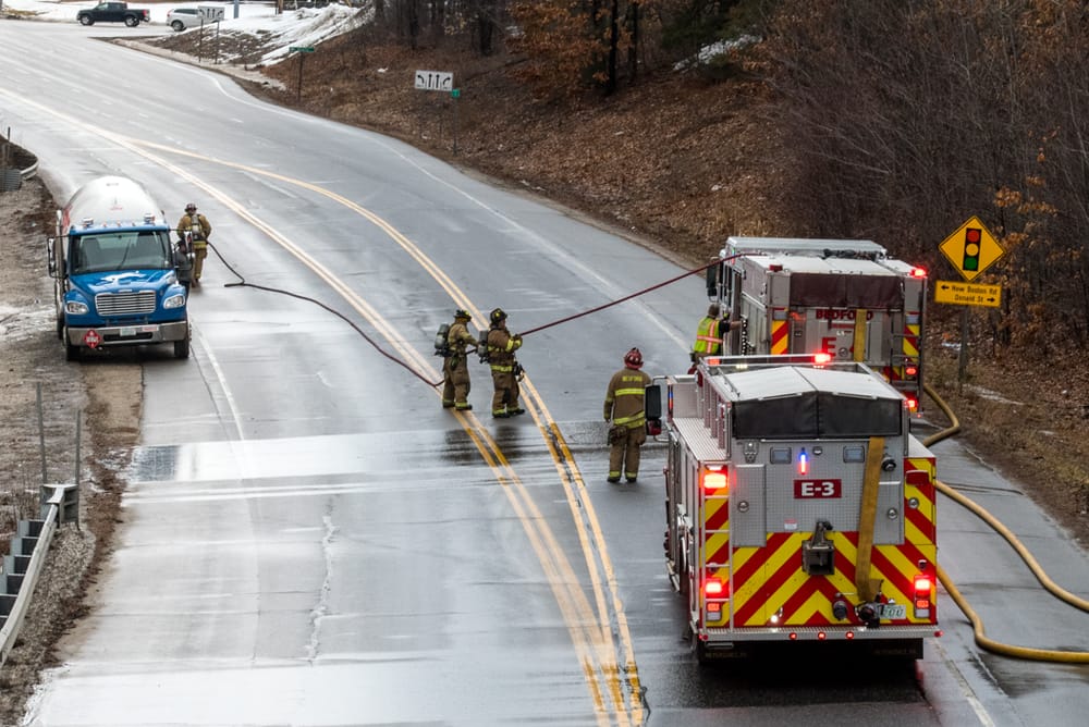 Leaking propane truck shuts down traffic on Rt. 114 in Bedford post image