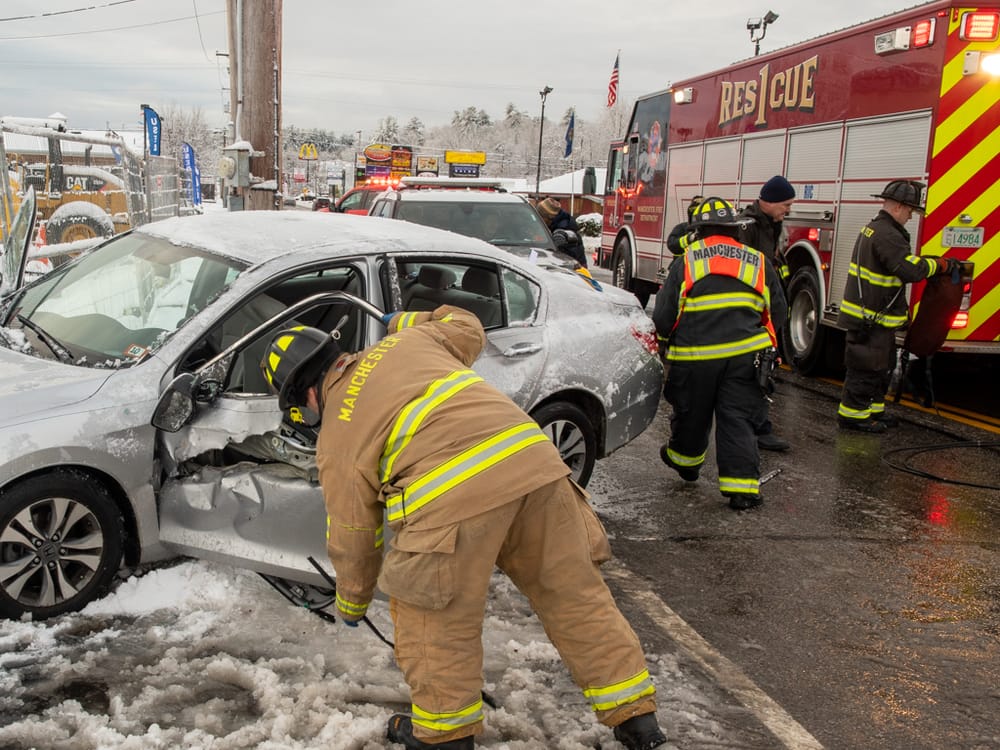 Driver cut from wreckage after collision with snow plow on Second Street post image