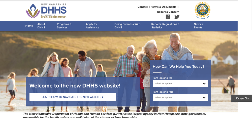NH DHHS launches updated website featuring enhanced search and drop-down menus post image