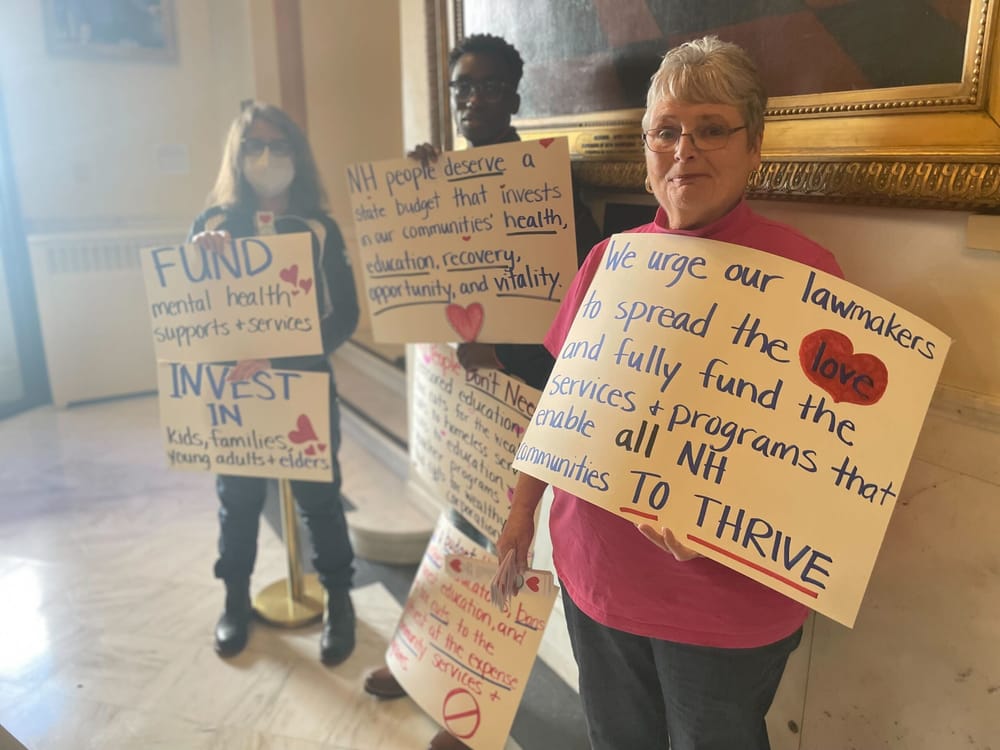 Activists assemble in Concord for Valentine’s Day urging lawmakers to ‘show love’ by supporting a ‘People’s Budget’ post image