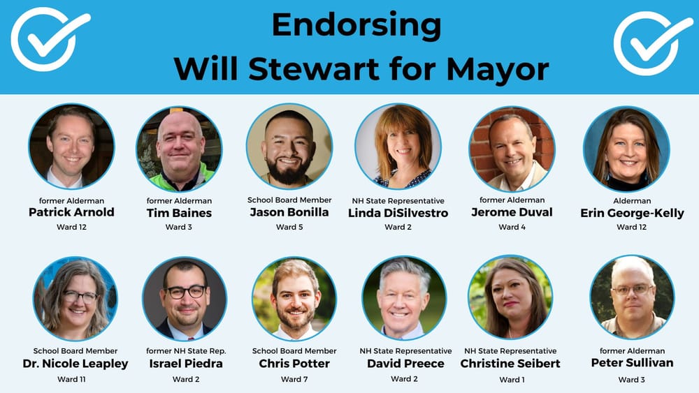 Stewart announces first dozen endorsements post image