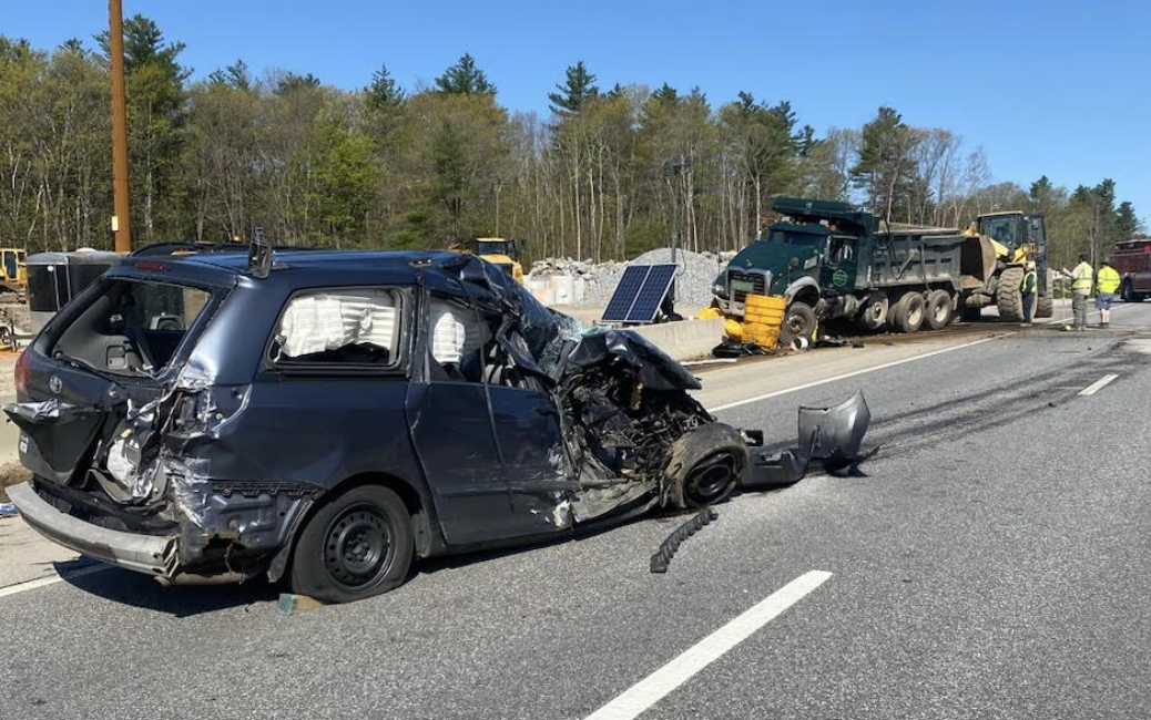 2 drivers injured in I-93 collision between dump truck and minivan post image