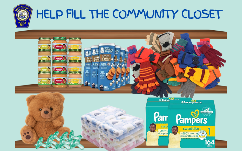 Donate necessities for neighbors in need through Manchester Police ‘Community Closet” post image
