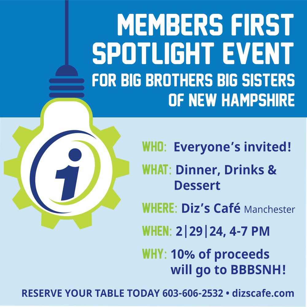 Feb. 29 at Diz’s: Eat, drink and support Big Brothers Big Sisters NH from 4-7 p.m. post image