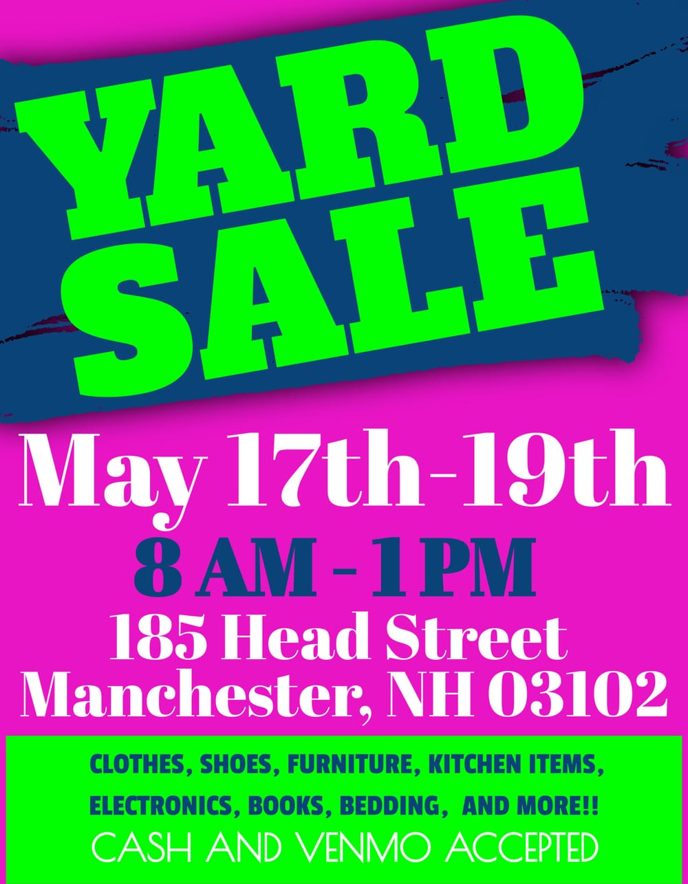 May 17-18: Multi-family yard sale on Head Street post image