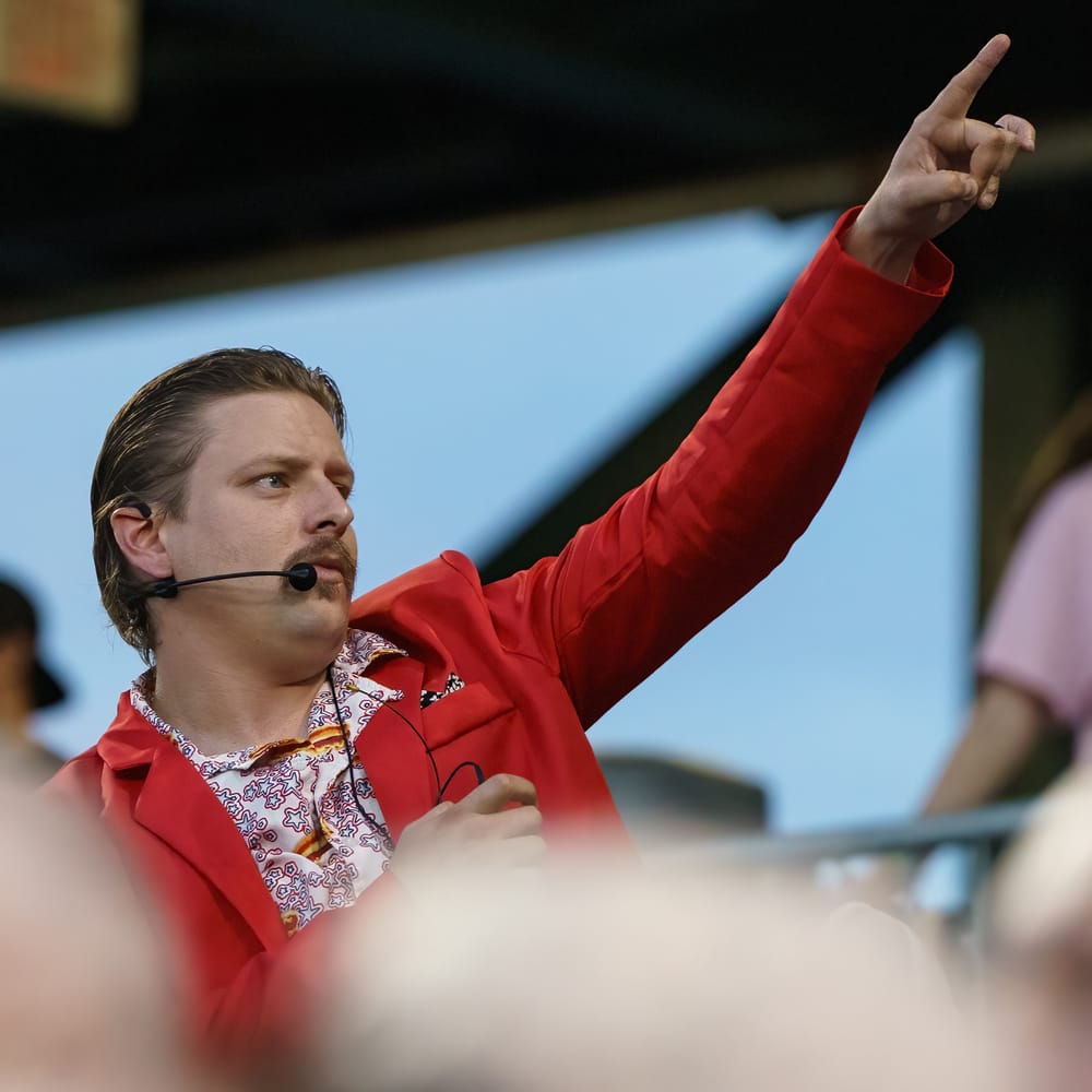 There is no faking it for Fisher Cats’ on-field emcee post image