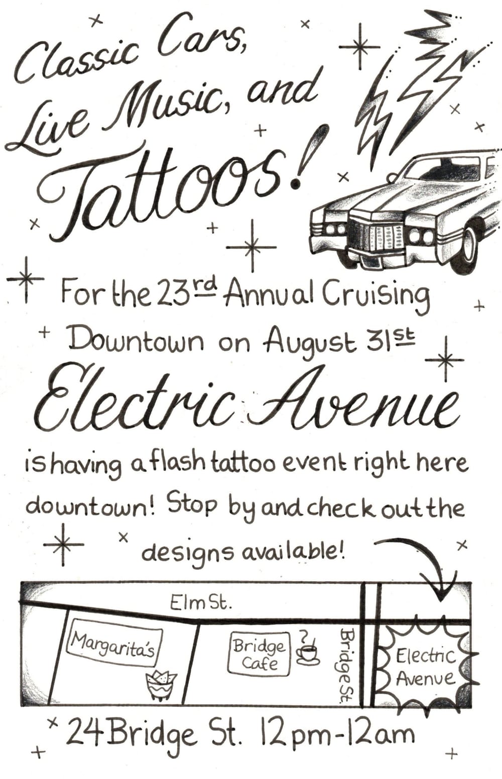 Aug. 31: Cruising Downtown tattoo flash event at Electric Avenue Tattoo post image