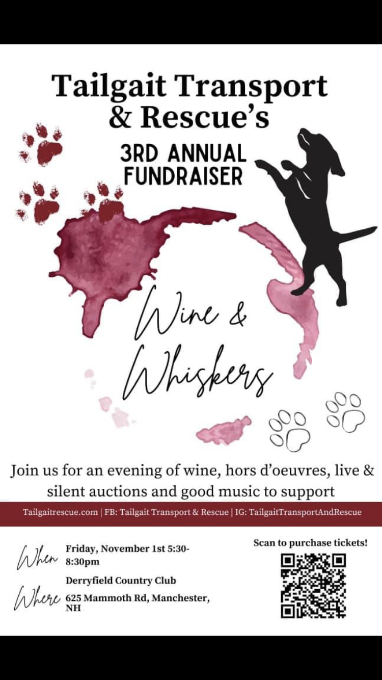 Nov. 1: Wine and Whiskers fundraiser to benefit Tailgait Transport & Rescue post image