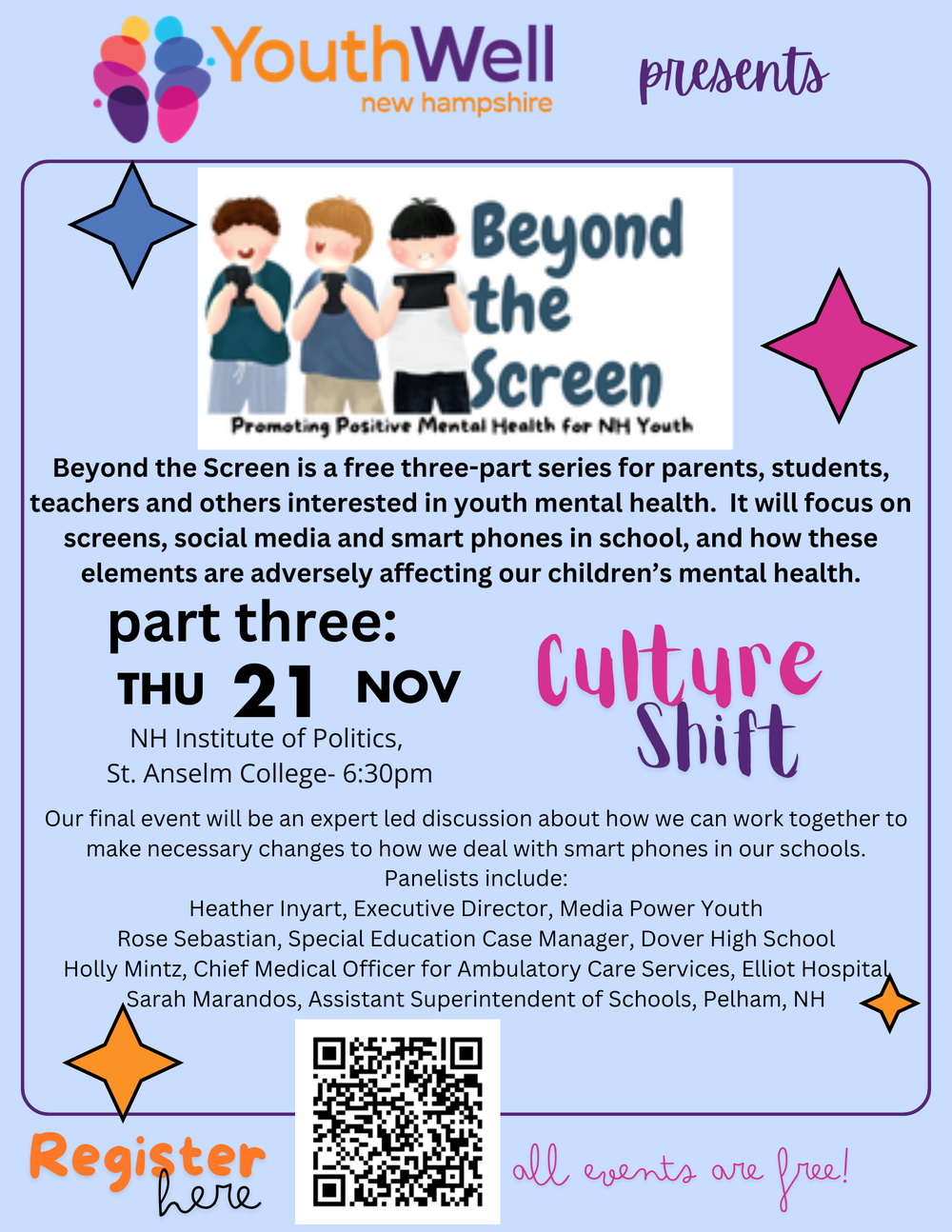 Nov. 21: ‘Beyond the Screen’ wraps up series on positive mental health for NH youth post image