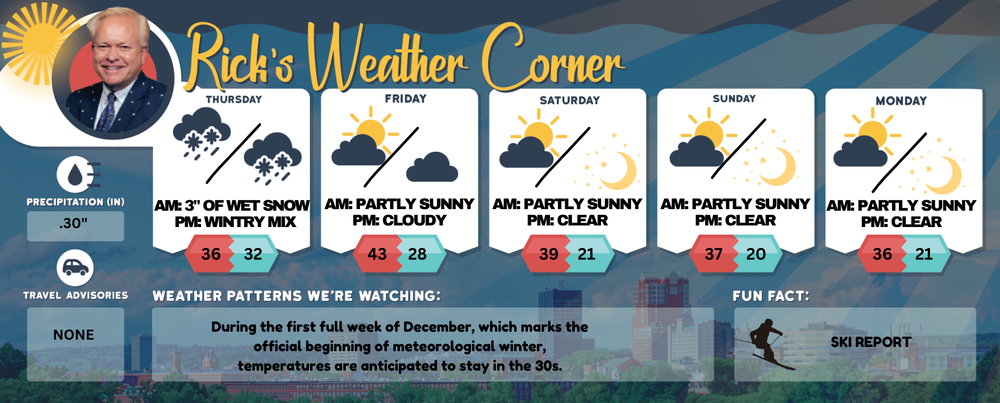 Thanksgiving weather: Rain with a half-inch accumulation transitioning to wet snow by the evening, high of 36 post image