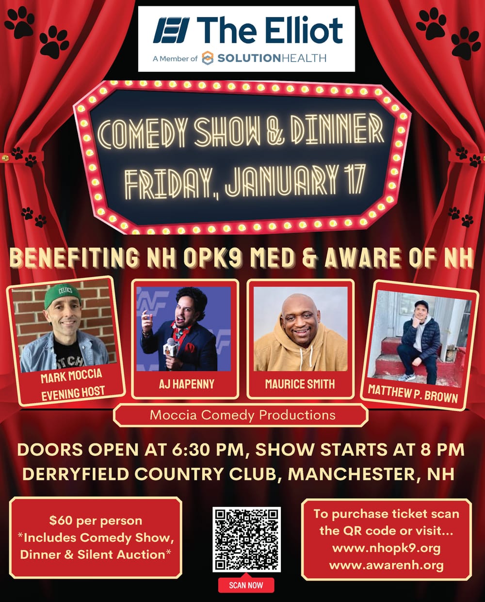 Laughter for a Cause: Jan. 17 Comedy Night to benefit NH OpK9 Med + AWARE NH post image