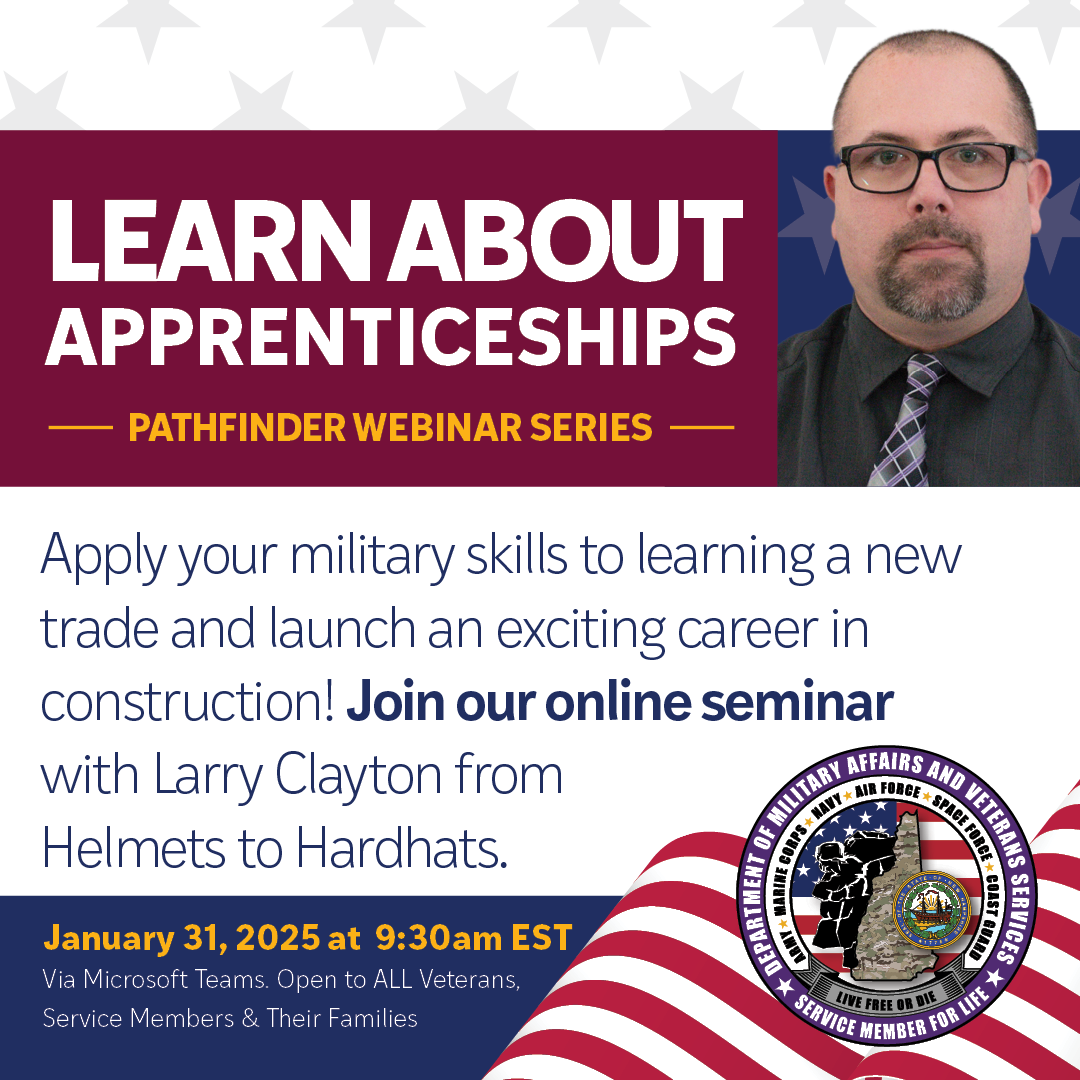 January 31: Veteran Pathfinder Webinar – Learn about apprenticeships in NH with Helmets to Hardhats post image