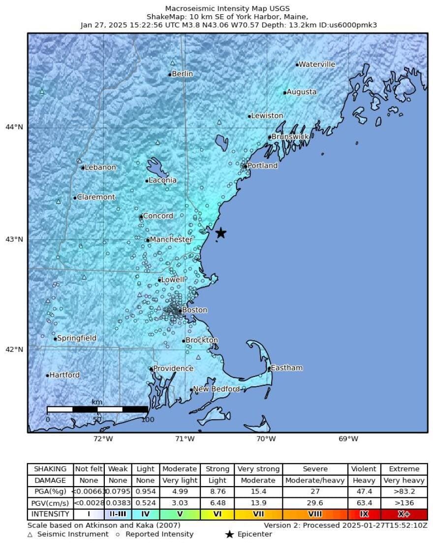 3.8 magnitude earthquake off Maine, New Hampshire coast felt across New England post image