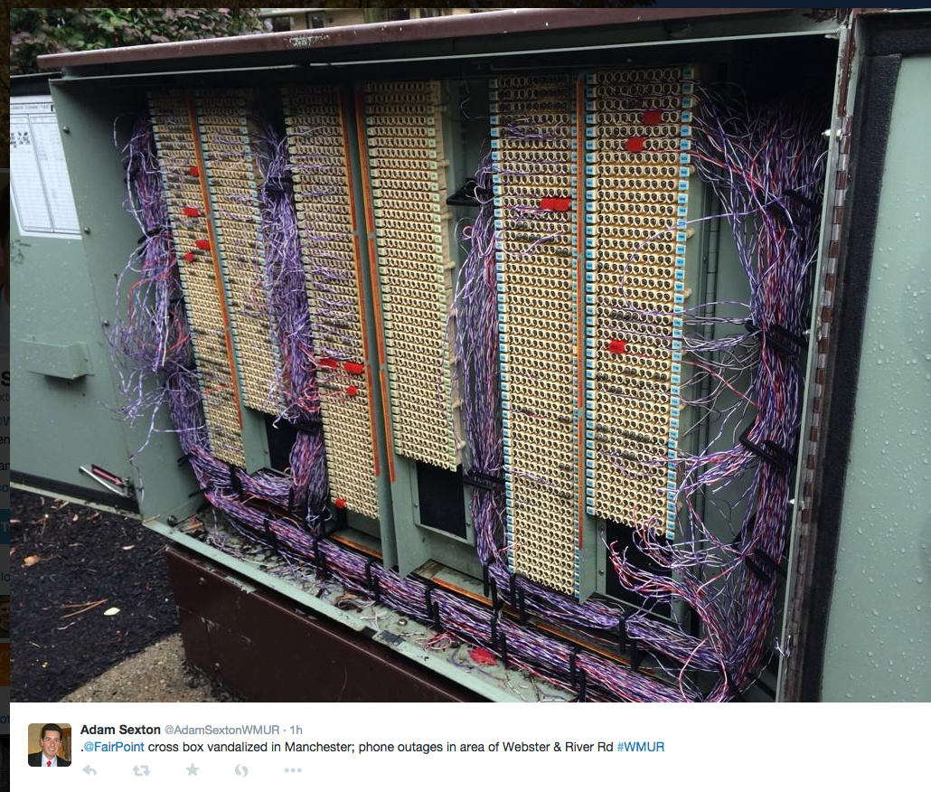 Vandals cut wires in FairPoint equipment box, cause outages post image